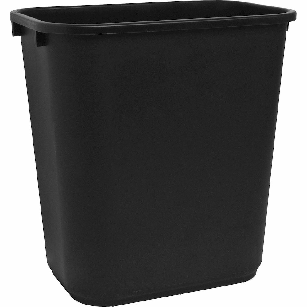 Sparco Rectangular Wastebasket - 7 gal Capacity - Rectangular - 15" Height x 14.5" Width x 10.5" Depth - Polyethylene - Black - 1 Each. Picture 9