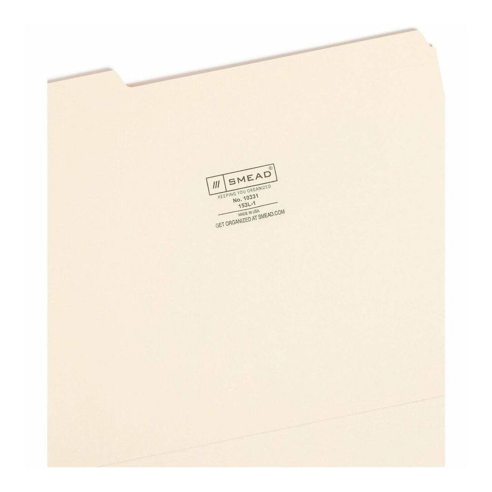 Smead 1/3 Tab Cut Letter Recycled Top Tab File Folder - 8 1/2" x 11" - 3/4" Expansion - Top Tab Location - Left Tab Position - 11 pt. - 1 Plys - Manila - 10% Recycled - 100 / Box. Picture 7