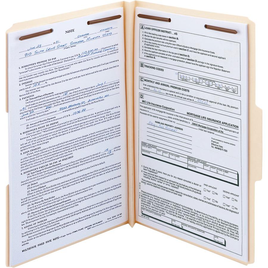 Smead 1/3 Tab Cut Legal Recycled Fastener Folder - 8 1/2" x 14" - 1 1/2" Expansion - 2 x 2B Fastener(s) - 1 1/2" Fastener Capacity for Folder - Top Tab Location - Assorted Position Tab Position - Mani. Picture 10