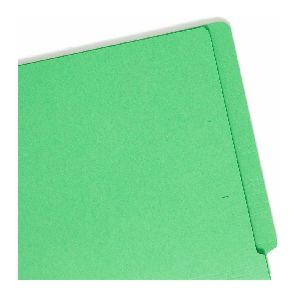 Smead Shelf-Master Straight Tab Cut Letter Recycled Fastener Folder - 8 1/2" x 11" - 3/4" Expansion - 2 x 2B Fastener - 2" for Folder - End Tab Location - 11 pt. - 2 Plys - Green - Heavyweight - 10% R. Picture 7