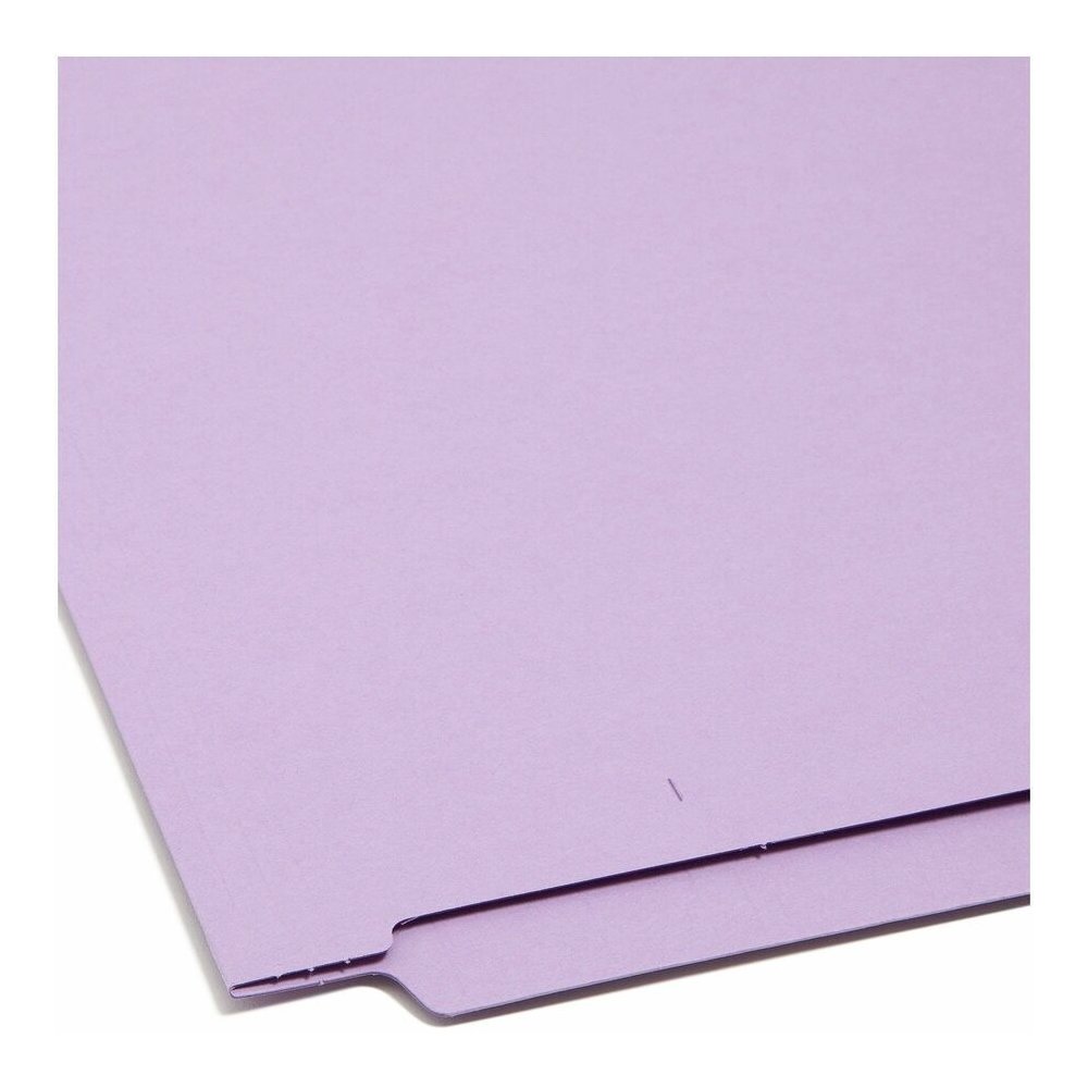 Smead Shelf-Master Straight Tab Cut Letter Recycled End Tab File Folder - 8 1/2" x 11" - 3/4" Expansion - 11 pt. - 2 Plys - Lavender - Heavy Duty, Reinforced Tab - 10% Recycled - 100 / Box. Picture 9