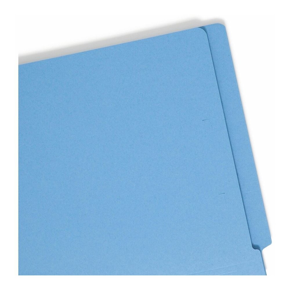 Smead Shelf-Master Straight Tab Cut Legal Recycled Fastener Folder - 8 1/2" x 14" - 3/4" Expansion - 2 x 2B Fastener - End Tab Location - 11 pt. - 2 Plys - Blue - Heavyweight - 10% Recycled - 50 / Box. Picture 7