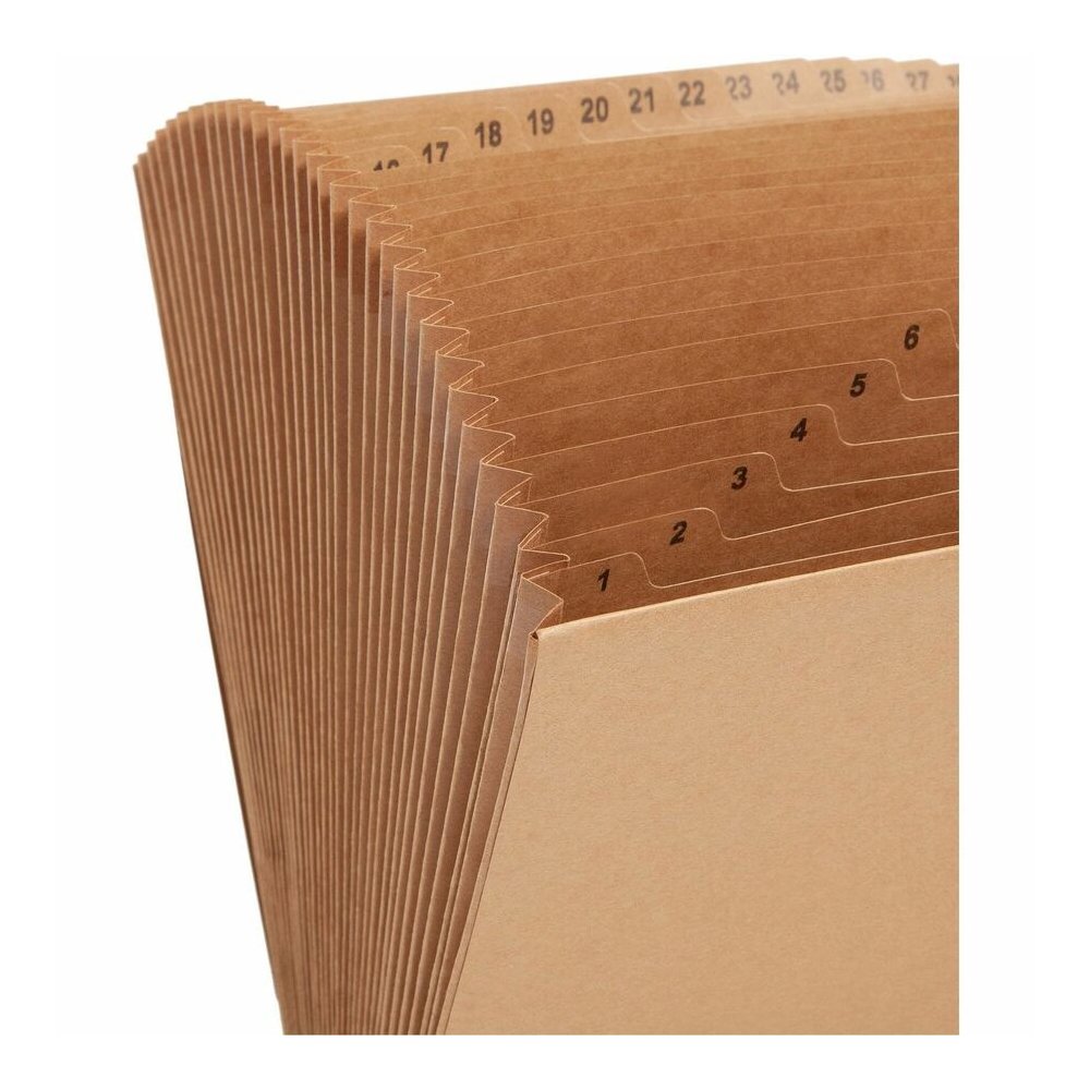 Smead Letter Recycled Expanding File - 8 1/2" x 11" - 7/8" Expansion - 31 Pocket - Kraft - Elastic Closure, Reinforced Gusset, Flap, Heavy Duty - 10% Recycled - 1 Each. Picture 12