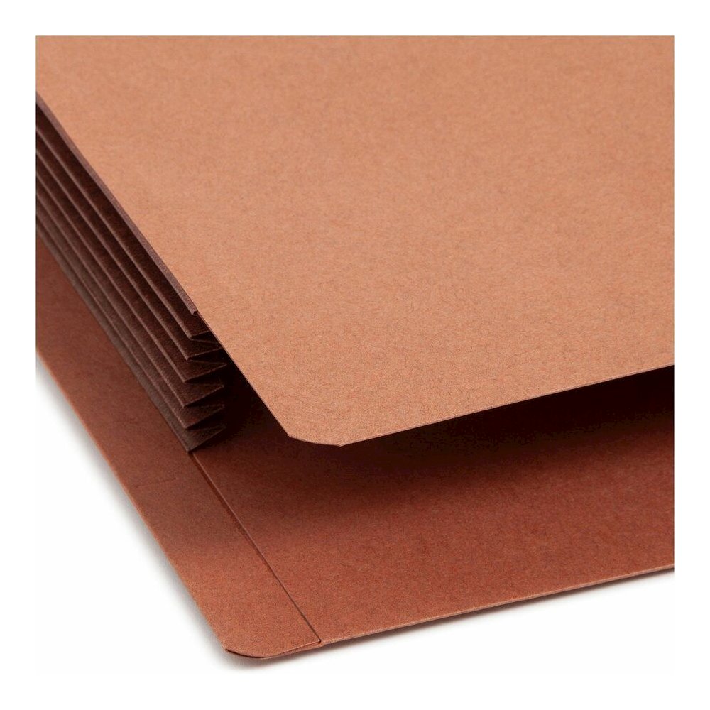 Smead Straight Tab Cut Letter Recycled File Pocket - 8 1/2" x 11" - 5 1/4" Expansion - 12.5 pt. - 2 Plys - Dark Brown - Embossed, Tear Resistant - 30% Recycled - 10 / Box. Picture 7