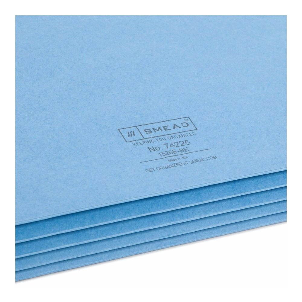 Smead Straight Tab Cut Legal Recycled File Pocket - 8 1/2" x 14" - 3 1/2" Expansion - Top Tab Location - Blue - Tear Resistant - 10% Recycled - 1 Each. Picture 8