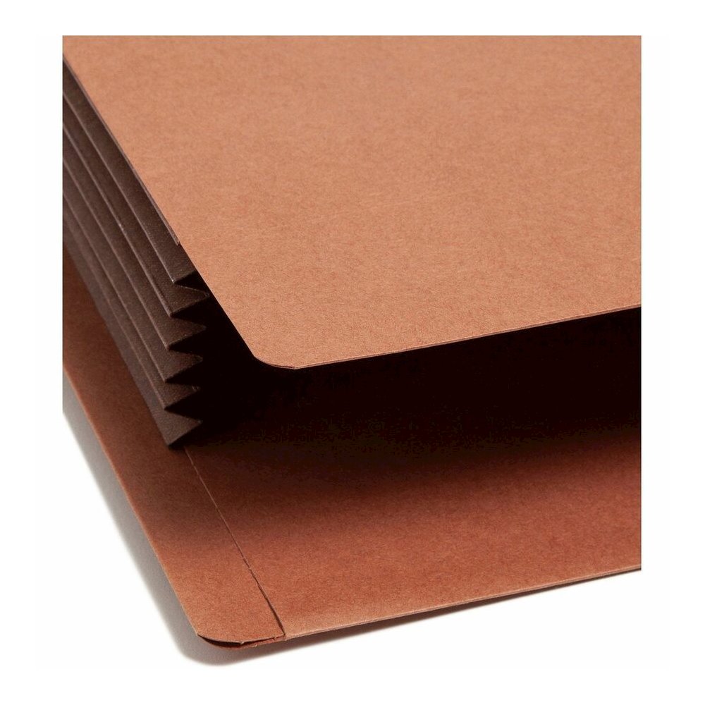 Smead Straight Tab Cut Legal Recycled File Pocket - 8 1/2" x 14" - 5 1/4" Expansion - End Tab Location - 12.5 pt. - 2 Plys - Dark Brown - Embossed - 30% Recycled - 10 / Box. Picture 11