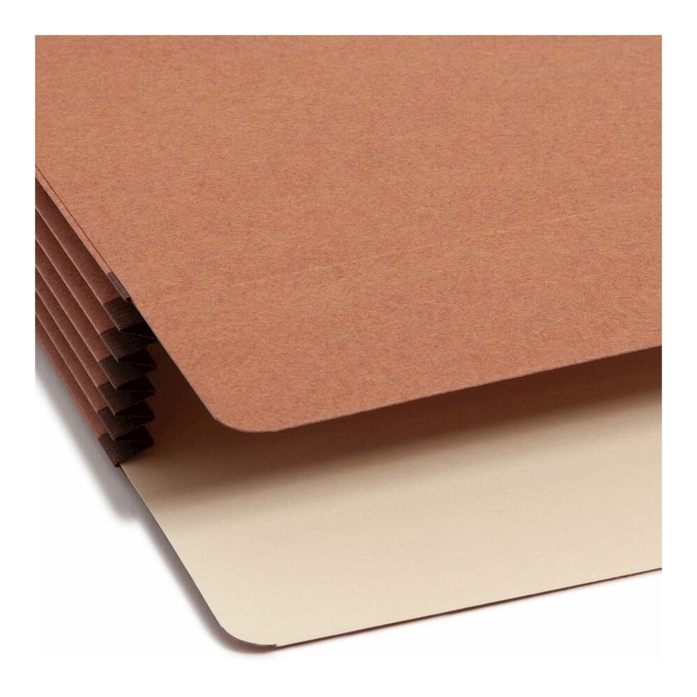 Smead Straight Tab Cut Legal Recycled File Pocket - 8 1/2" x 14" - 5 1/4" Expansion - 12.5 pt. - Redrope - Tear Proof, Reinforced Gusset, Rounded Corner - 30% Recycled - 50 / Box. Picture 7