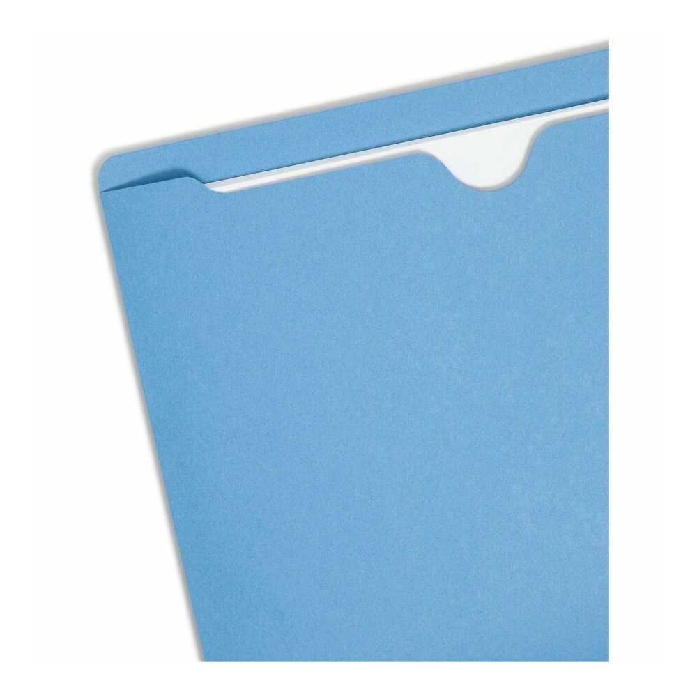 Smead Colored Straight Tab Cut Letter Recycled File Jacket - 8 1/2" x 11" - 11 pt. - 2 Plys - Blue - Slip Resistant, Reinforced Tab - 10% Recycled - 100 / Box. Picture 10