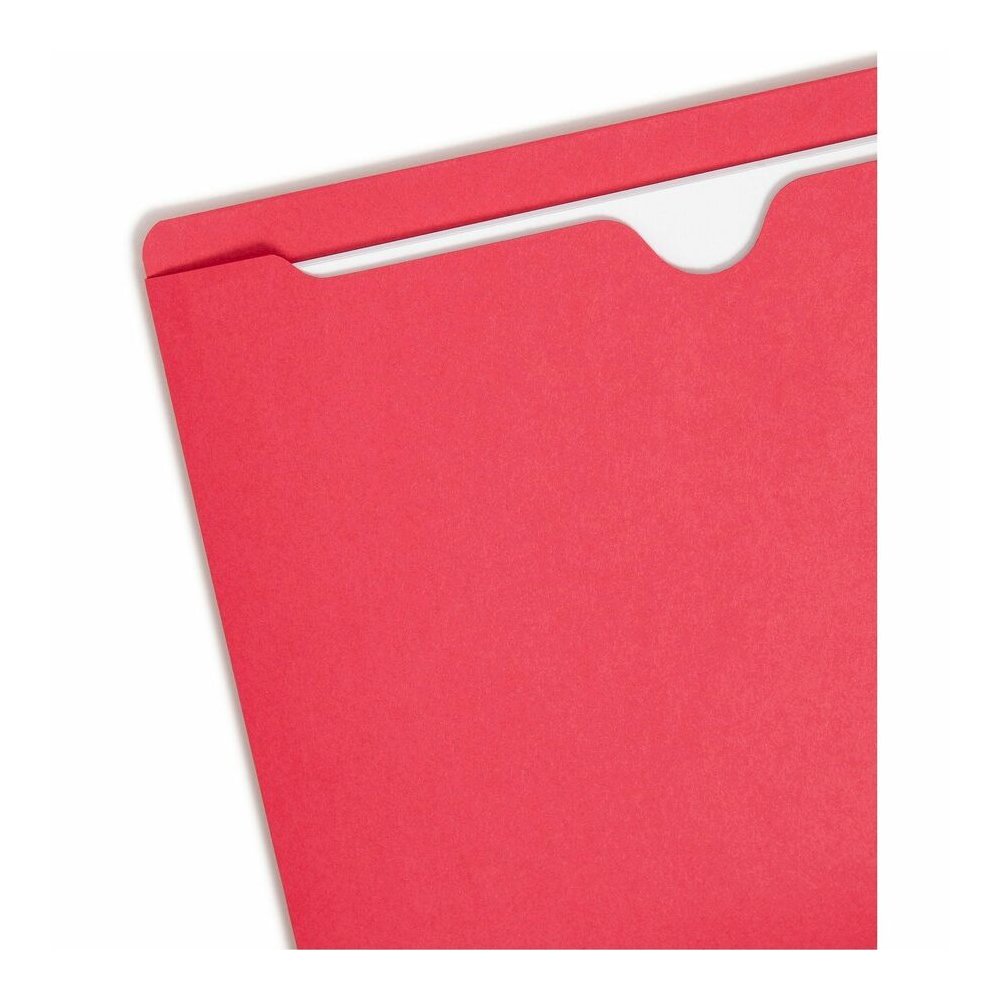 Smead Colored Straight Tab Cut Letter Recycled File Jacket - 8 1/2" x 11" - 11 pt. - 2 Plys - Red - Slip Resistant, Reinforced Tab - 10% Recycled - 100 / Box. Picture 11