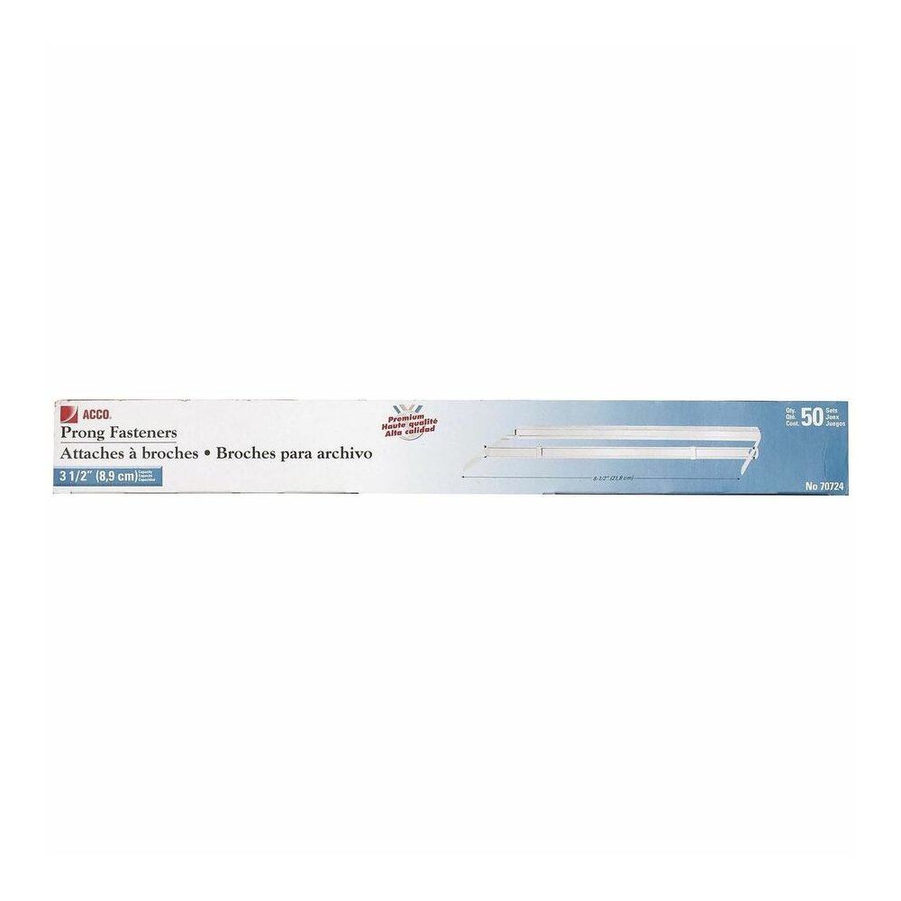 ACCO Premium Prong Fasteners Specialty Set - 3.50" Size Capacity - Self-locking, Sturdy, Coined Edge - Silver - Metal - 50 / Box. Picture 9