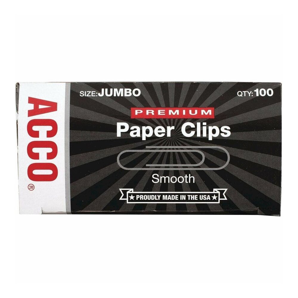 ACCO Premium Jumbo Smooth Paper Clips - Jumbo - 2.3" Width - 1.88" Size Capacity - 20 Sheet Capacity - Corrosion Resistant, Galvanized, Long Lasting - Silver - Metal - 100/Box - 10 / Pack. Picture 8