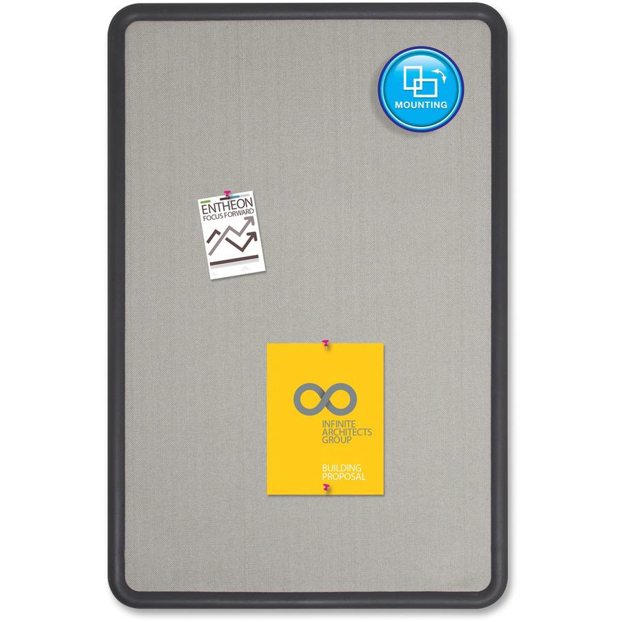 Quartet Contour Bulletin Board - 24" Height x 36" Width - Gray Fabric Surface - Durable, Self-healing - Black Frame - 1 Each. Picture 8