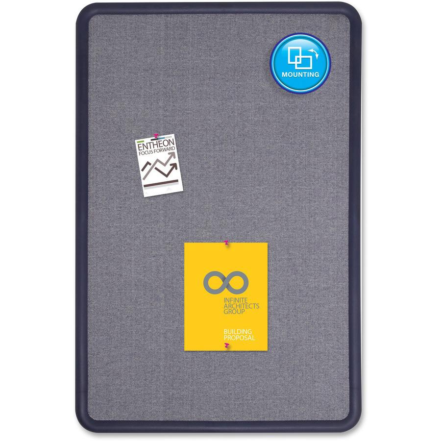 Quartet Contour Bulletin Board - 36" Height x 48" Width - Blue Fabric Surface - Durable, Self-healing - Navy Frame - 1 Each. Picture 5