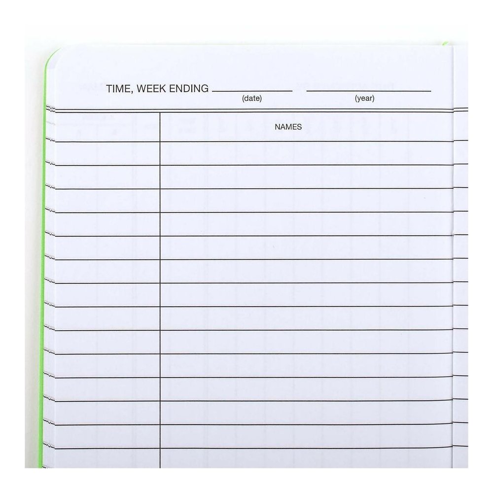Wilson Jones Foreman's Time Book - Cloth Bound - 4.13" x 6.75" Sheet Size - White Sheet(s) - Green Cover - 1 Each. Picture 7
