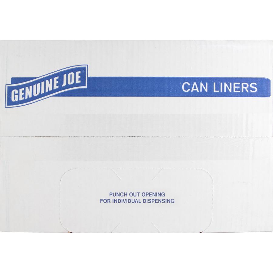Genuine Joe Maximum Strength Trash Can Liner - Medium Size - 33 gal Capacity - 40" Length x 33" Width x 1.35 mil (34 Micron) Thickness - Low Density - Black - Resin - Recycled - 100 / Carton. Picture 3