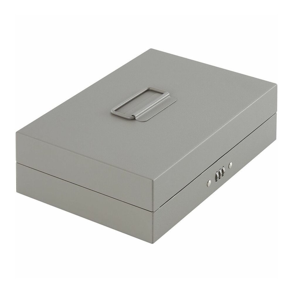 Sparco Steel Combination Lock Steel Cash Box - 6 Coin - Steel - Gray - 3.2" Height x 11.5" Width x 7.8" Depth. Picture 8