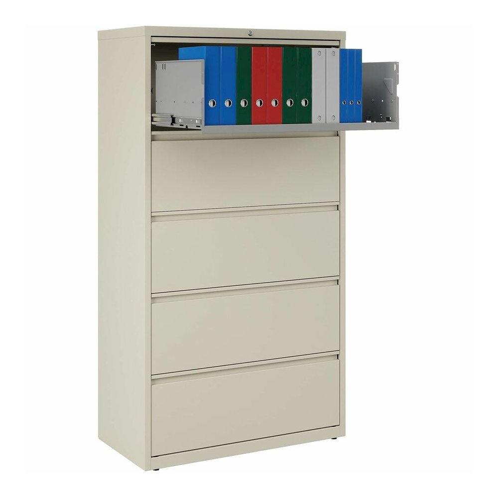 Lorell Fortress Series Lateral File - 36" Width x 18.6" Depth x 67.7" Height - 5 x Drawer(s) for File - Legal, Letter, A4 - Lateral - Rust Proof, Leveling Glide, Interlocking, Ball-bearing Suspension,. Picture 14