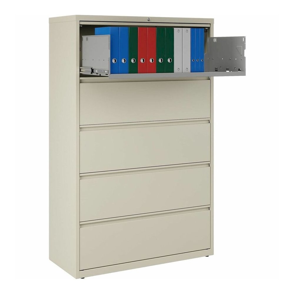 Lorell Fortress Series Interlocking System Lateral File - 42" Width x 18.6" Depth x 67.7" Height - 5 x Drawer(s) for File - Legal, Letter, A4 - Lateral - Rust Proof, Leveling Glide, Interlocking, Ball. Picture 14