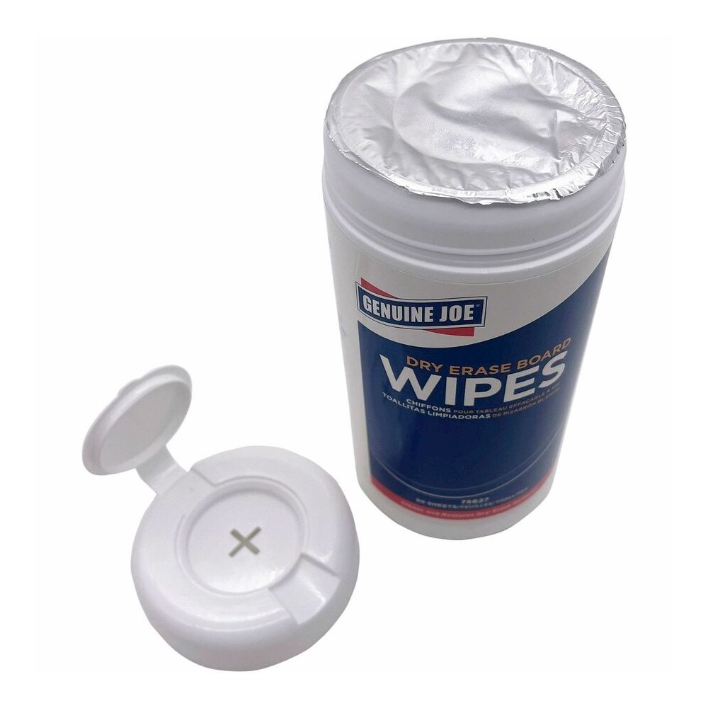 Genuine Joe Dry Erase Board Cleaning Wipes - 5.90" Width x 8.25" Length - Used as Shadow Remover, Ghost Remover - Non-toxic, Low Odor - White - 50/Tub - 1 Each. Picture 8