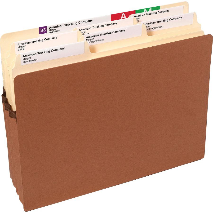 Smead Straight Tab Cut Letter Recycled File Pocket - 8 1/2" x 11" - 5 1/4" Expansion - Redrope - Tear Proof Gusset - 100% Recycled - 10 / Box. Picture 7