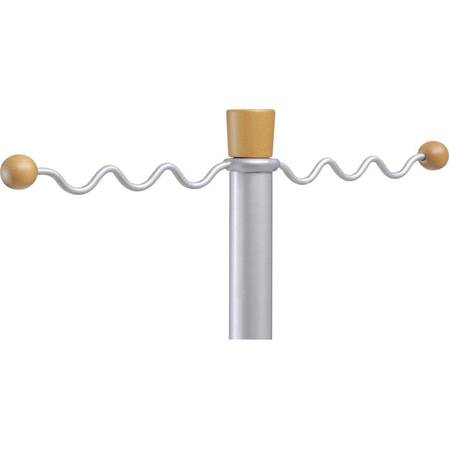 Alba Coat Tree Costumer - 4 Hooks - 6 Hangers - 2 Pegs - for Garment - Wood, Metal - Chrome - 1 Each. Picture 5