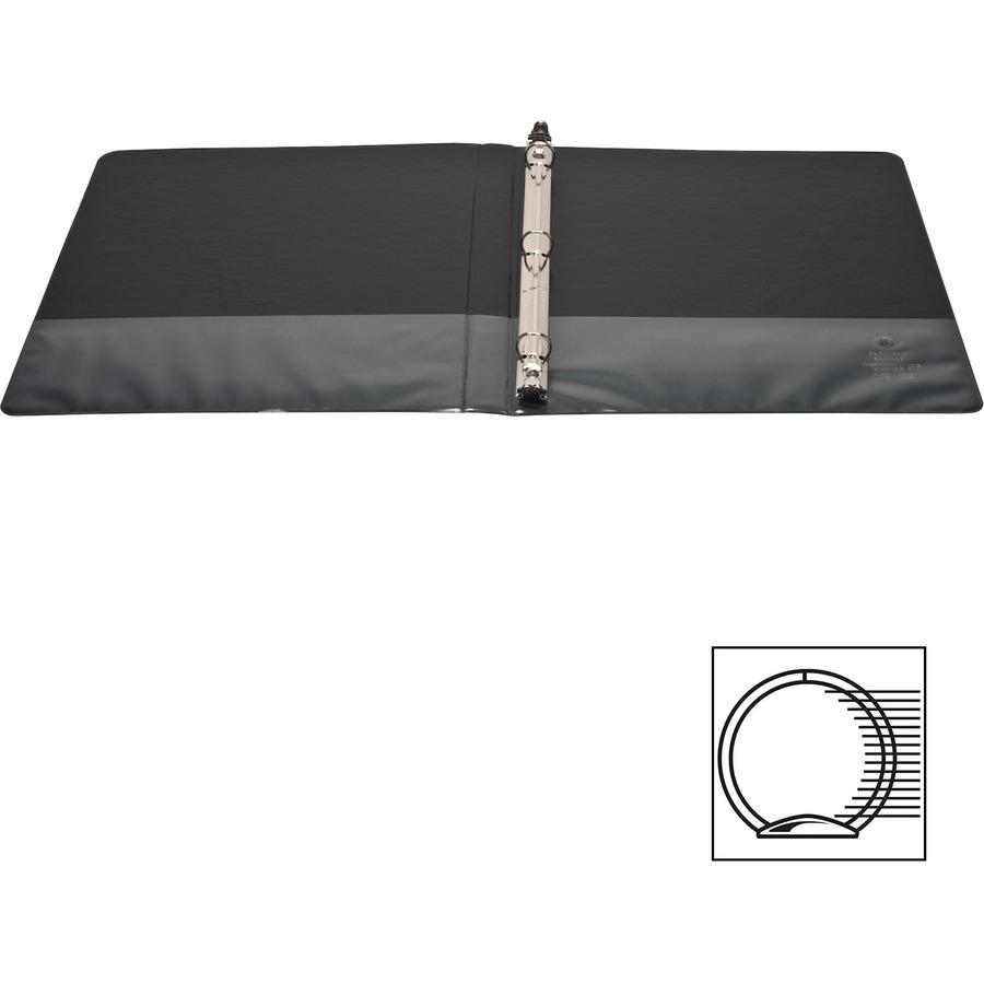 Business Source Round-ring View Binder - 1/2" Binder Capacity - Letter - 8 1/2" x 11" Sheet Size - 125 Sheet Capacity - Fastener: Round Ring - Pocket: 2, Internal - Polypropylene - Black - Wrinkle-fre. Picture 6
