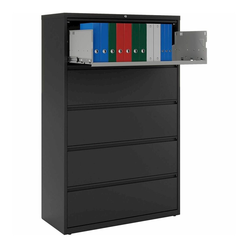 Lorell Fortress Series Lateral File - 42" Width x 18.6" Depth x 67.7" Height - 5 x Drawer(s) for File - Letter, Legal, A4 - Lateral - Interlocking, Label Holder, Leveling Glide, Ball-bearing Suspensio. Picture 14