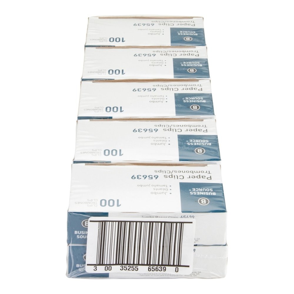 Business Source Paper Clips - Jumbo - Silver - Steel - 100/Box - 10 / Pack. Picture 9