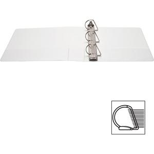 Business Source Basic D-Ring White View Binders - 2" Binder Capacity - Letter - 8 1/2" x 11" Sheet Size - Fastener: D-Ring - Polypropylene - White - 1.50 lb - No - Clear Overlay - 1 Each. Picture 5