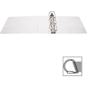 Business Source Basic D-Ring White View Binders - 3" Binder Capacity - Letter - 8 1/2" x 11" Sheet Size - Fastener: D-Ring - Polypropylene - White - 1.70 lb - No - Clear Overlay - 1 Each. Picture 3