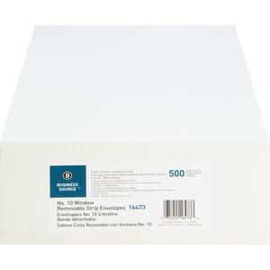 Business Source Security Tint Window Envelopes - Business - #10 - 9 1/2" Width x 4 1/8" Length - Peel & Seal - White - Wove - 500 / Box. Picture 2