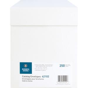 Business Source 28 lb. White Catalog Envelopes - Catalog - #10 1/2 - 9" Width x 12" Length - 28 lb - Gummed - White - Wove - 250 / Box. Picture 6