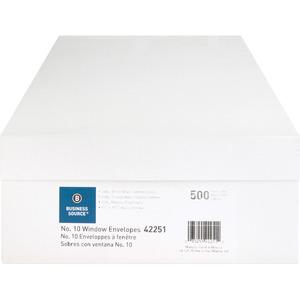 Business Source Economical No. 10 Window Envelope - Single Window - #10 - 9 1/2" Width x 4 1/8" Length - 24 lb - 500 / Box - White. Picture 3