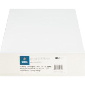Business Source Self Sealing Catalog Envelopes - Catalog - 10" Width x 13" Length - 28 lb - Peel & Seal - White - Wove - 100 / Box. Picture 6