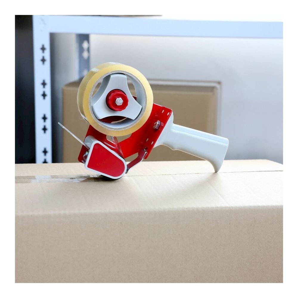 Business Source Pistol Grip Tape Dispenser - 3" Core - Adjustable Tension Mechanism - Red - 1 Each. Picture 14