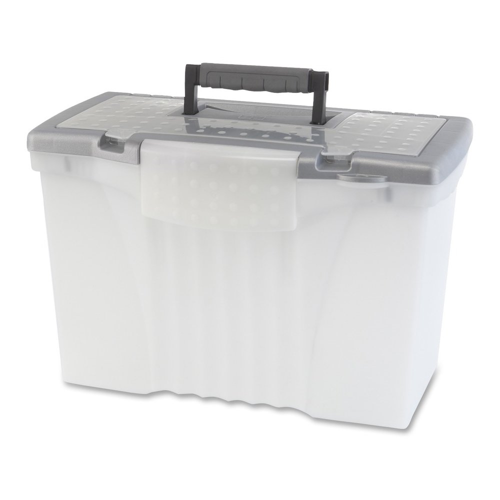 Storex Plastic Portable File Box - Internal Dimensions: 14.50" Width x 10.50" Depth x 12" Height - External Dimensions: 14.5" Width x 10.5" Depth x 12" Height - Media Size Supported: Letter, Legal - L. Picture 3
