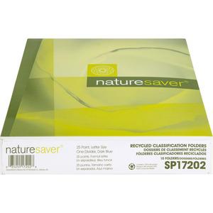 Nature Saver Letter Recycled Classification Folder - 8 1/2" x 11" - 2" for Folder - Top Tab Location - 1 Divider - 25 pt. - Blue - 100% Recycled - 10 / Box. Picture 6