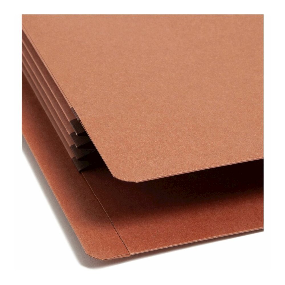 Smead Straight Tab Cut Legal Yes File Pocket - 8 1/2" x 14" - 3 1/2" Expansion - 2 Plys - Redrope - Tear Resistant Gusset - 100% Recycled - 25 / Box. Picture 12