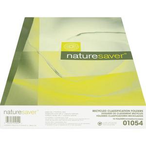 Nature Saver 2/5 Tab Cut Legal Yes Classification Folder - 8 1/2" x 14" - 6 Fastener - 2" for Folder, 1" for Divider - 2 Divider - 25 pt. - Pressboard - Red - Tyvek Gusset - 100% Recycled - 10 / Box. Picture 5
