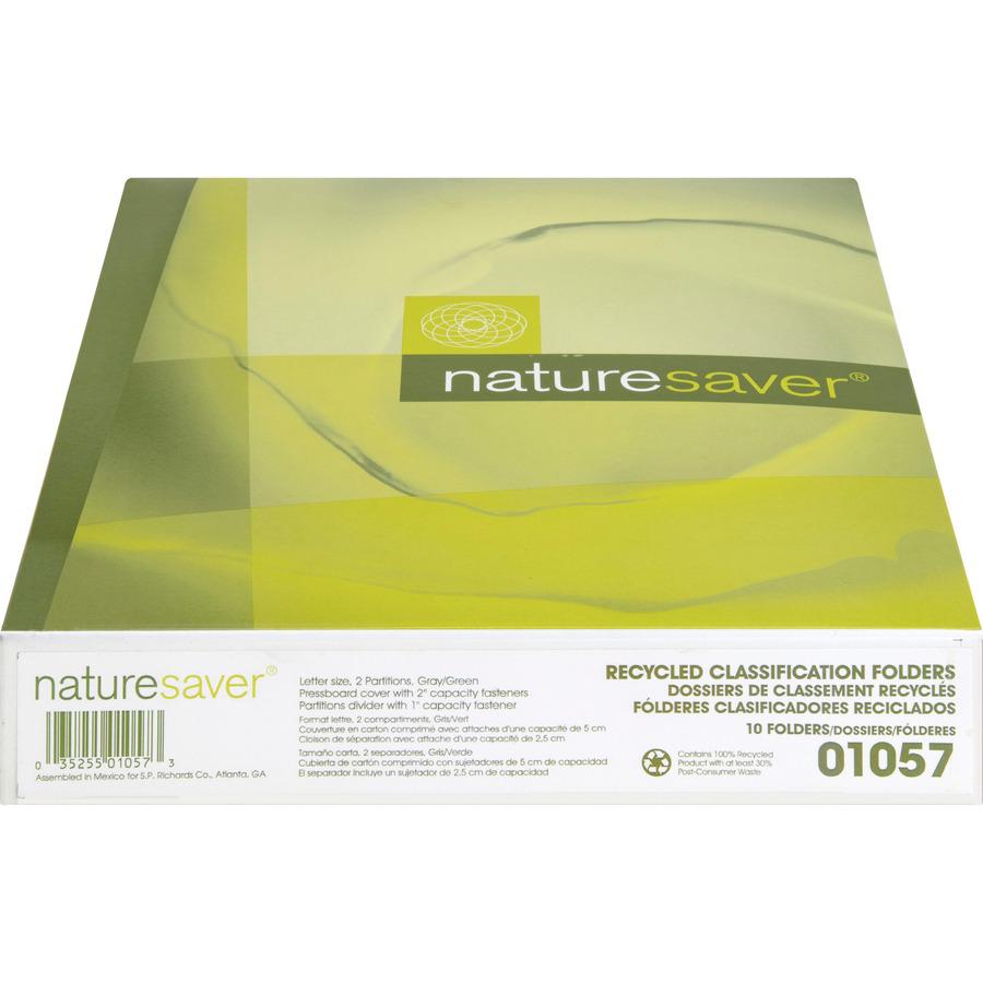 Nature Saver 2/5 Tab Cut Letter Yes Classification Folder - 8 1/2" x 11" - 2" Expansion - Prong K Style Fastener - 2" for Folder, 1" for Divider - 2 Divider - 25 pt. - Fiberboard, Pressboard, Tyvek - . Picture 8