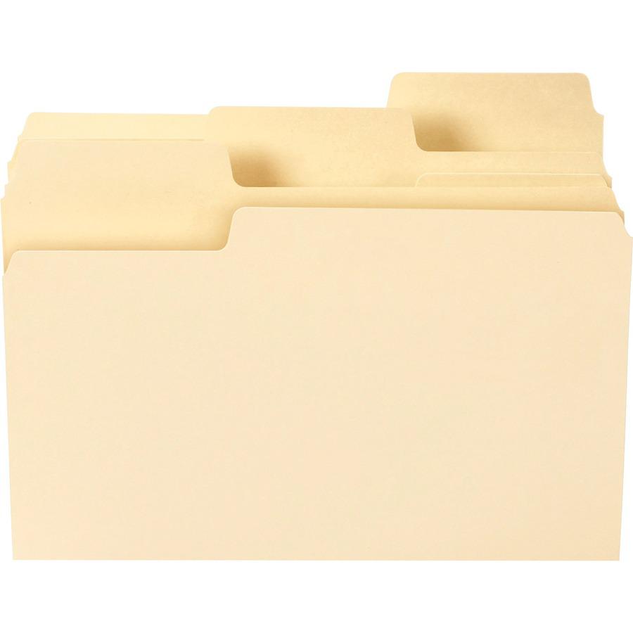 Smead SuperTab 1/3 Tab Cut Letter Recycled Top Tab File Folder - 8 1/2" x 11" - 3/4" Expansion - Top Tab Location - Assorted Position Tab Position - Manila - Manila - 10% Recycled - 50 / Box. Picture 10