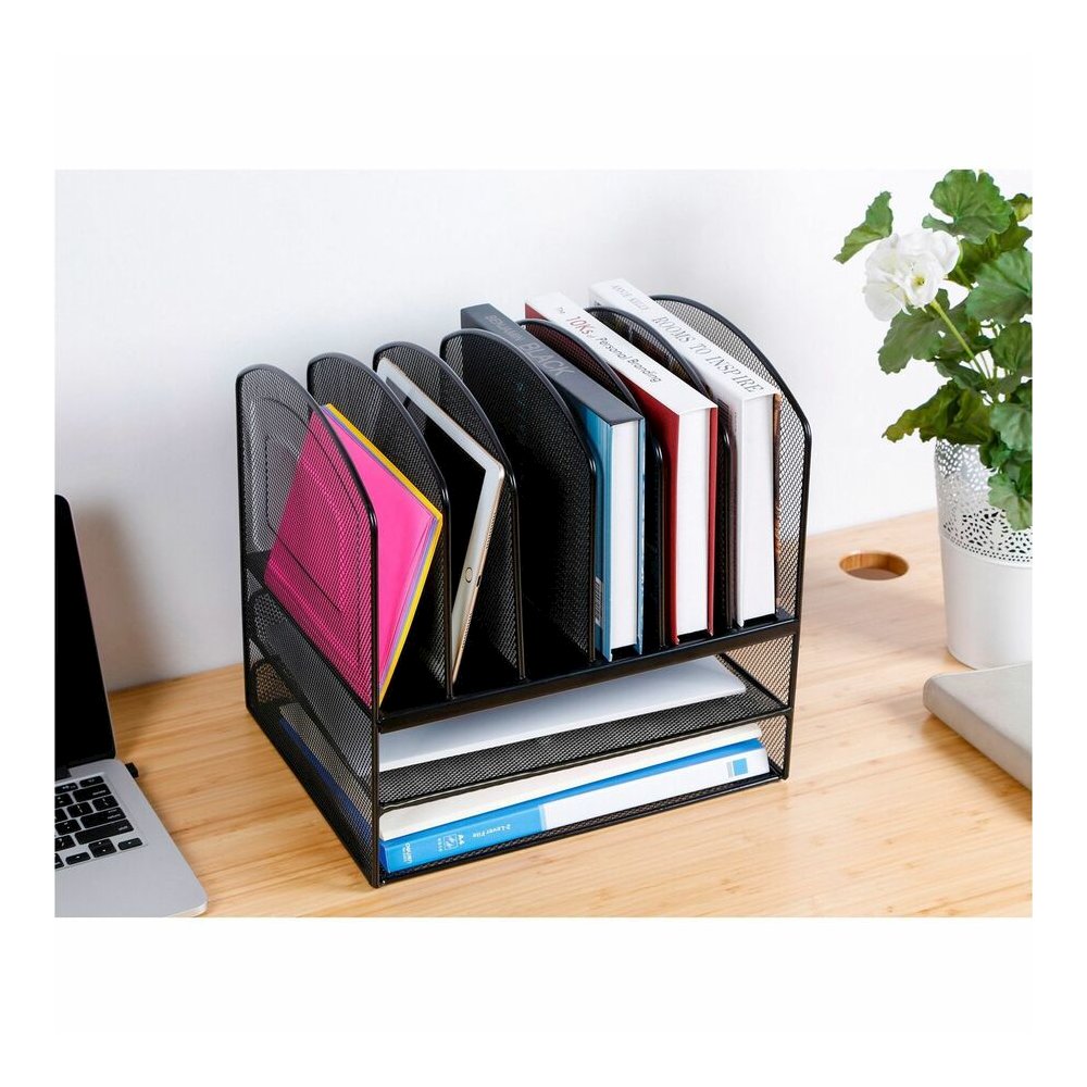 Lorell Mesh Desk Organizer - 8 Compartment(s) - Sturdy - Powder Coated - Black - Steel - 1 Each. Picture 10