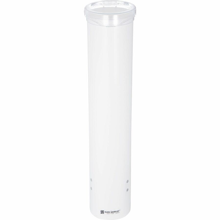 San Jamar Small Pull-type Water Cup Dispenser - 16" Tube - Pull Dispensing - Wall Mountable - Transparent White - Plastic - 1 Each. Picture 10