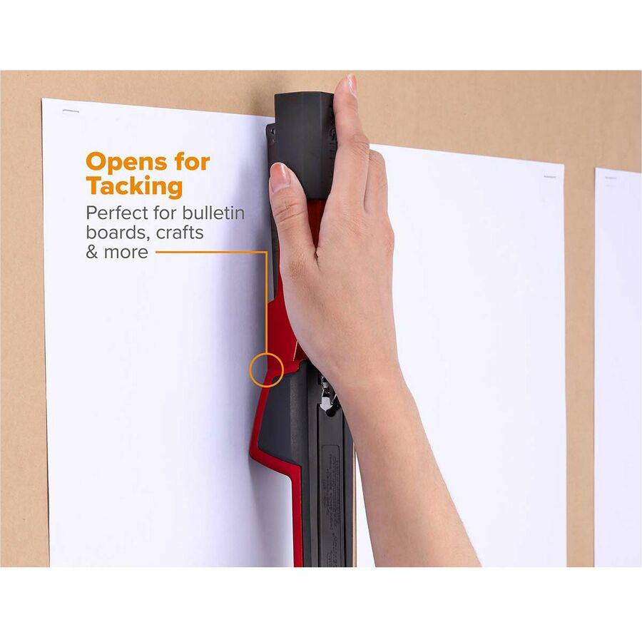 Bostitch Epic Antimicrobial Office Stapler - 25 Sheets Capacity - 210 Staple Capacity - Full Strip - 1 Each - Red. Picture 12