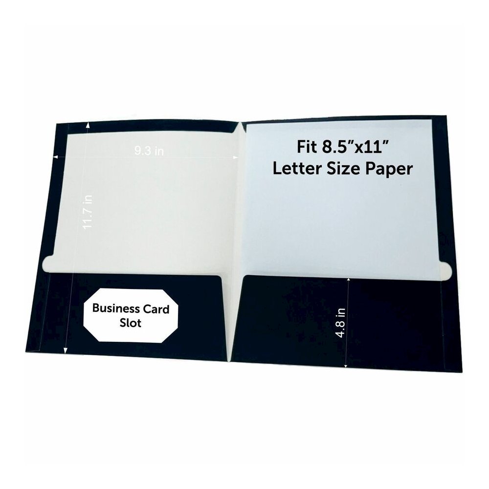 Business Source Letter Pocket Folder - 8 1/2" x 11" - 100 Sheets Capacity - 2 Internal Pocket - Card Paper - Navy - Durable, Laminated, Die-cut - 1 Box. Picture 7