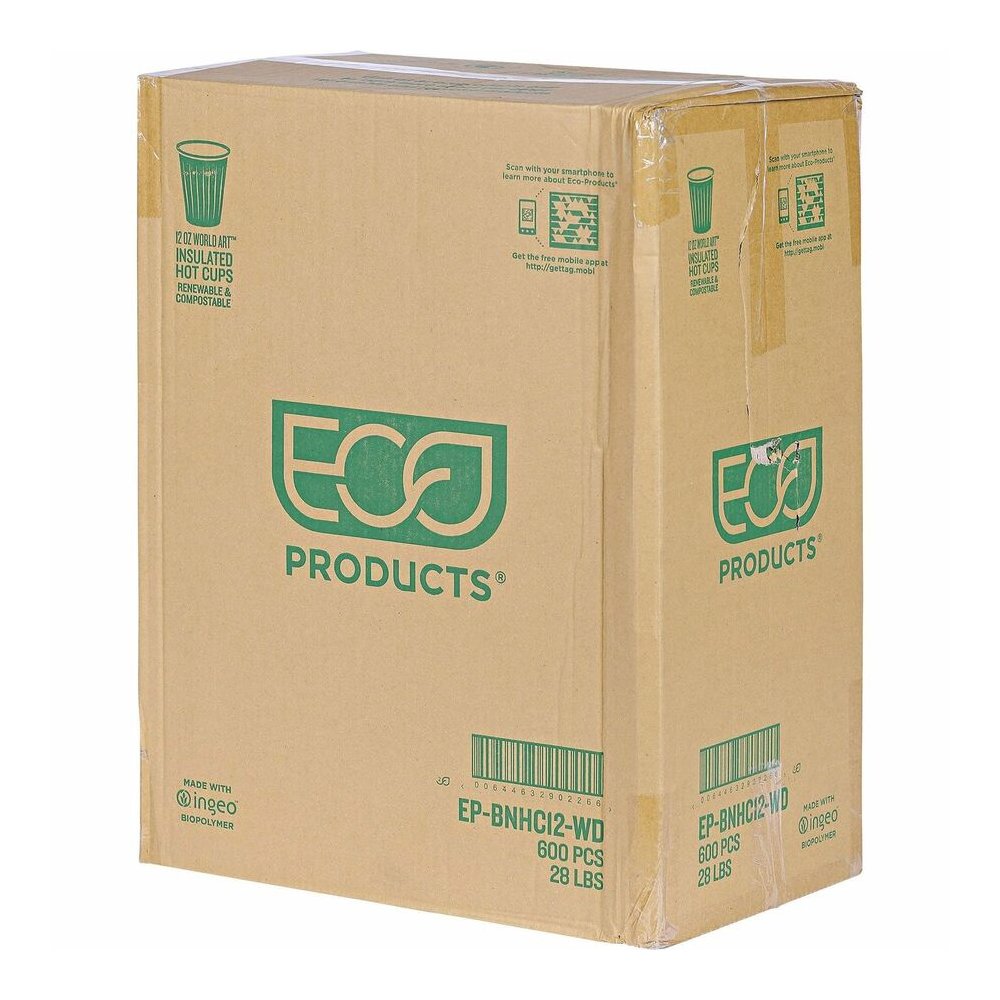 Eco-Products 12 oz World Art Insulated Hot Beverage Cups - 12 fl oz - Green - Hot Drink - No - 600 / Carton. Picture 16