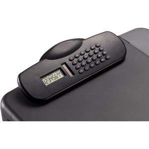 Officemate Portable Storage Clipboard with Calculator - Heavy Duty - Plastic - Charcoal Black - 1 Each. Picture 4