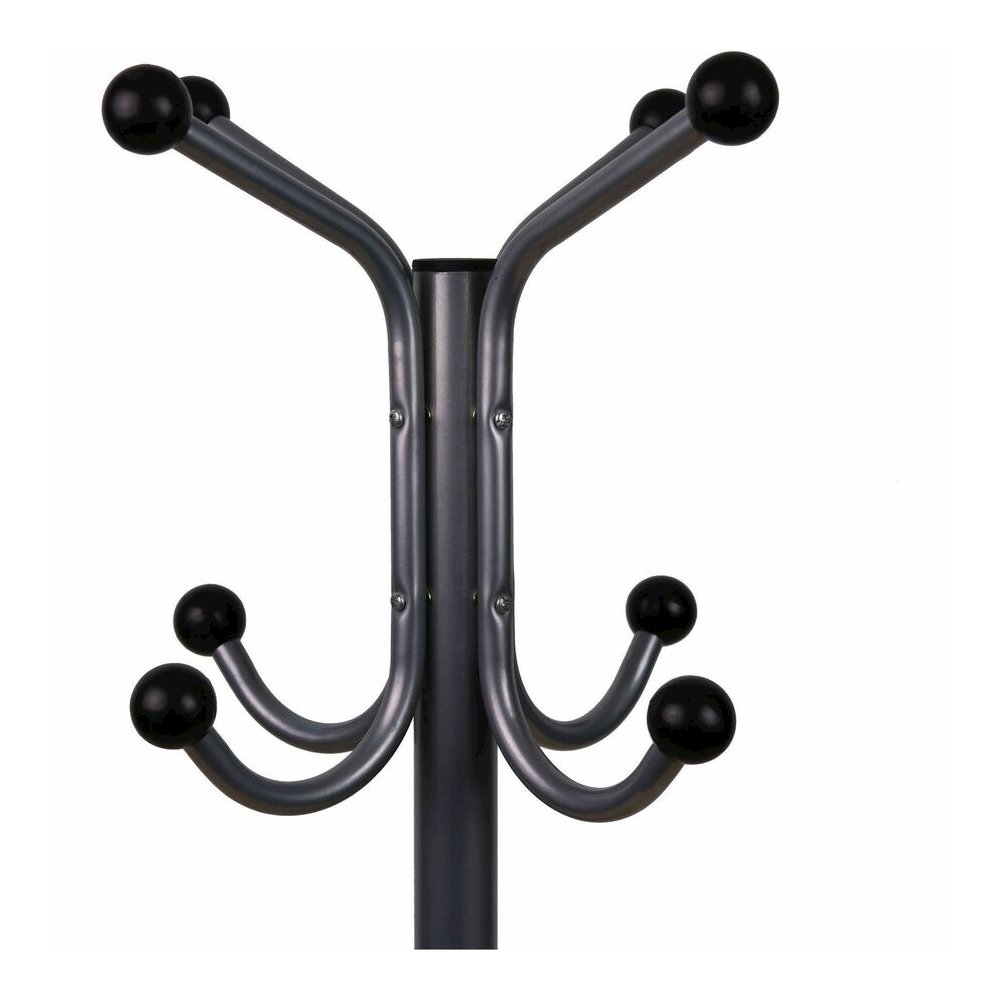 Lorell Tripod Base Coat Rack - 4 Hooks - 4 Pegs - 63.4" Height x 19" Width - for Coat, Jacket, Hat, Scarf - Metal - Silver - Powder Coated - 1 Each. Picture 7