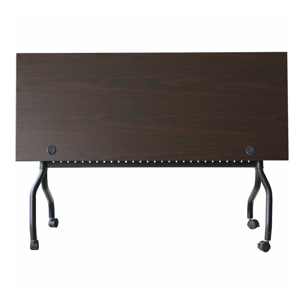 Lorell Flip Top Training Table - Rectangle Top - Four Leg Base - 4 Legs - 60" Table Top Width x 23.60" Table Top Depth - 29.50" Height x 59" Width x 23.63" Depth - Assembly Required - Black, Mahogany . Picture 10