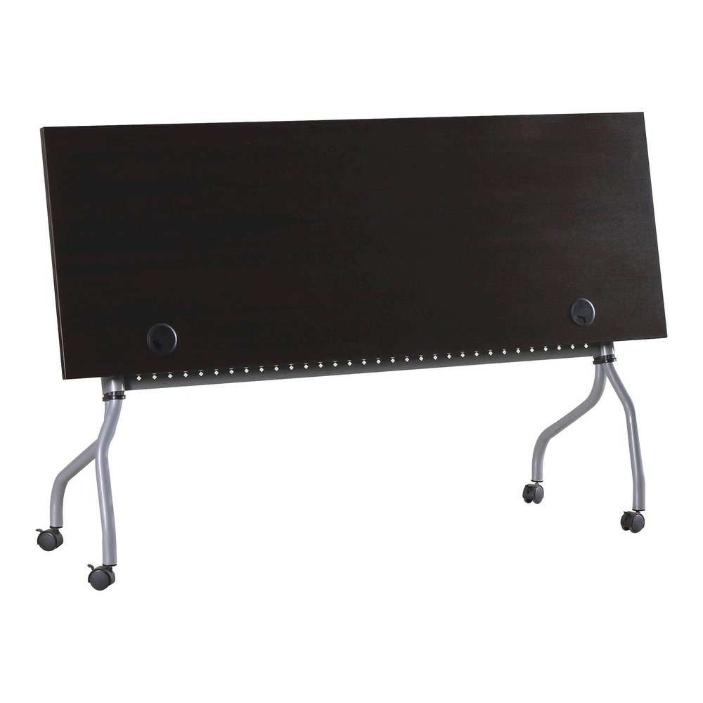 Lorell Flip Top Training Table - Rectangle Top - Four Leg Base - 4 Legs - 72" Table Top Width x 23.50" Table Top Depth - 29.50" Height x 70.88" Width x 23.63" Depth - Assembly Required - Espresso, Sil. Picture 9
